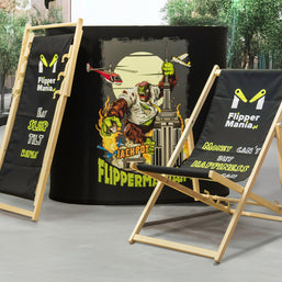 Faltbare luftdichte Messetheke Logo bedruckt