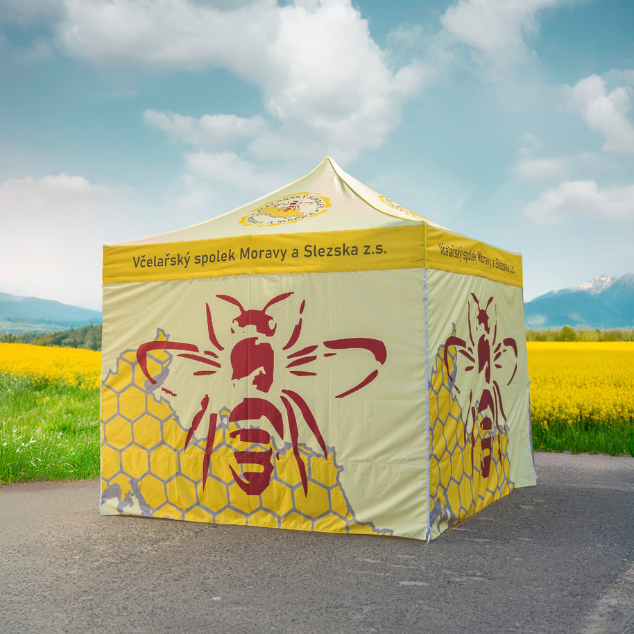 Event Zelt 3x3 mit bedruckten Seitenwänden