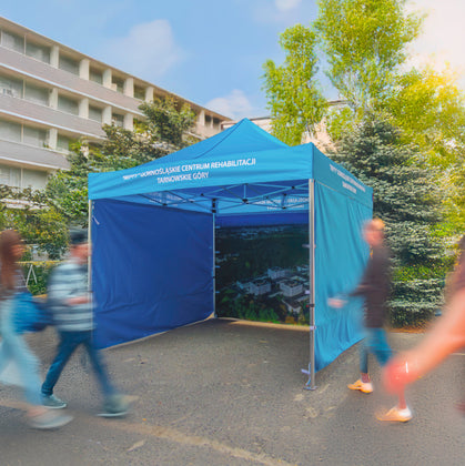Faltpavillon 3s3 mit bedruckten Seitenwänden