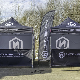 Standzelt 3x3 mit Halbwand bedruckt