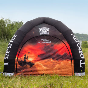 aufblasbares Eventzelt Dome mit Dauergebläse und Werbeaufdruck