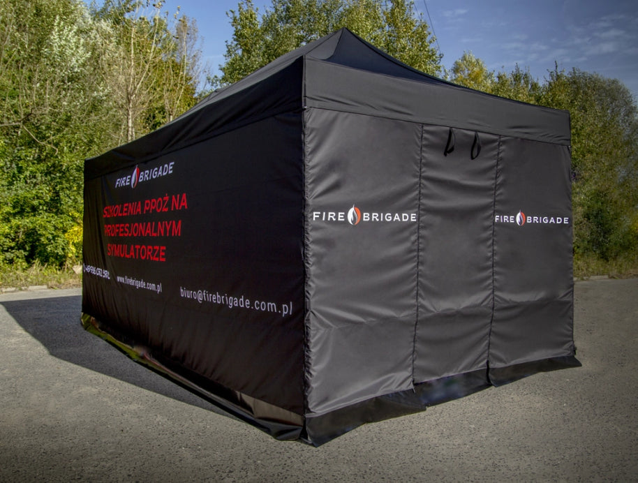 Faltpavillon 3x6 mit Schmutzkante und Eingangstür individuell bedruckt