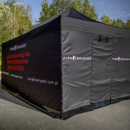 Faltpavillon 3x6 mit Schmutzkante und Eingangstür individuell bedruckt