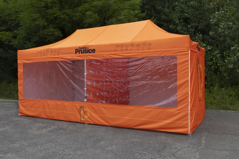Pavillon Alu 3×6 mit Fenstern bedruckt