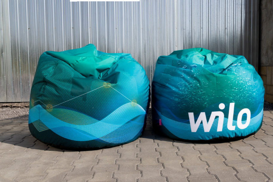 Sitzsack Sako L Logo und Muster bedruckt