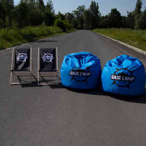 Sitzsäcke und Liegestühle mit Logodruck
