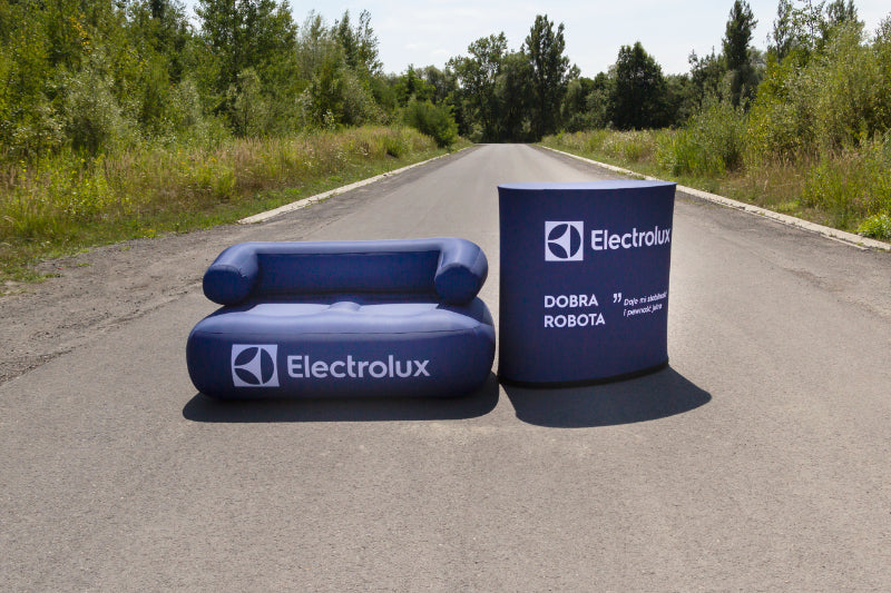 Aufblasbares Sofa mit Logo bedruckt