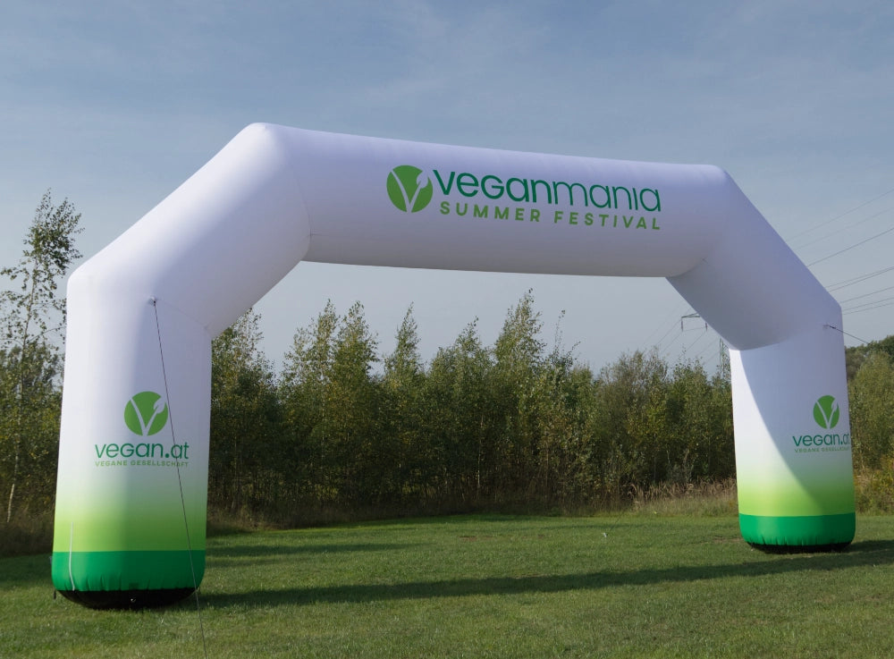 Aufblasbarer Torbogen mit Logo Vegan