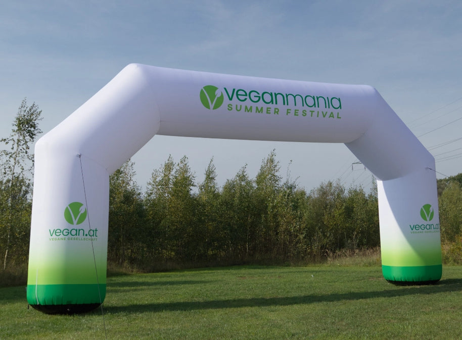 Aufblasbarer Torbogen mit Logo Vegan