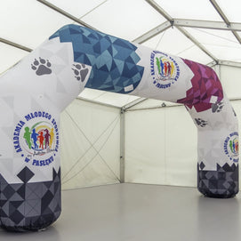 Zielbogen aufblasbar polygonal Logo bedruckt