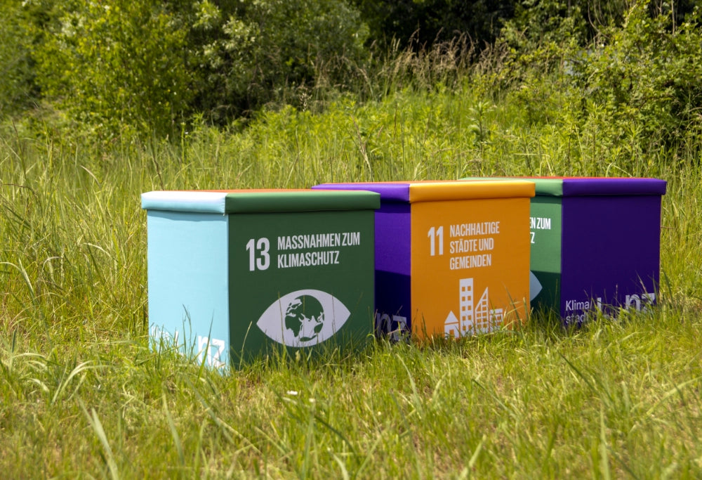 Faltbarer Sitzwürfel mit Logodruck 50x50