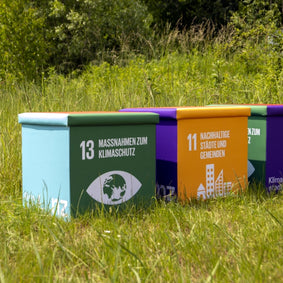 Faltbarer Sitzwürfel mit Logodruck 50x50