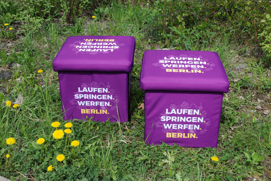 Sitzwürfel 50x50 faltbar mit Logo
