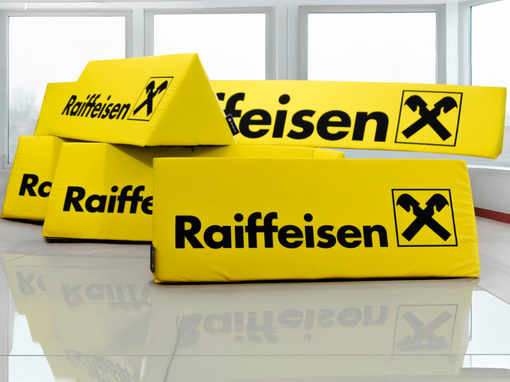 Softbanden 150x40 bedruckt für Bank Sponsor