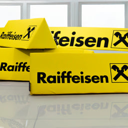 Softbanden 150x40 bedruckt für Bank Sponsor