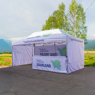 Logozelt 3x6 mit Seitenwänden und Halbwand