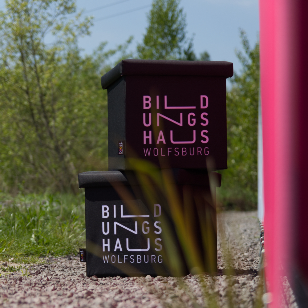 Bedruckte faltbare Sitzwürfel für Messe oder Event