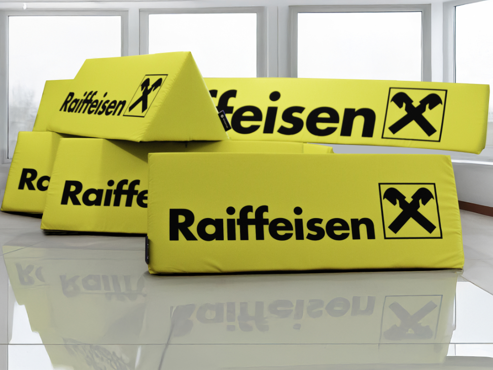 Softbanden 150x40 bedruckt für Bank Sponsor