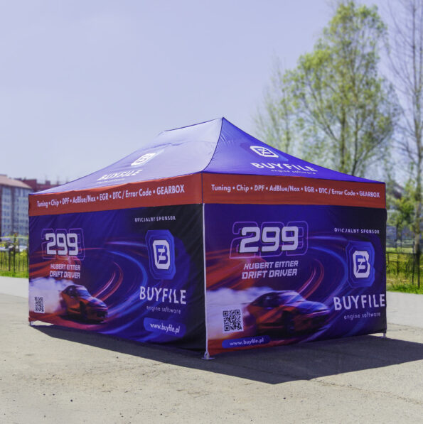Gazebo promozionale 3x6 m con stampa completa su 4 pareti laterali